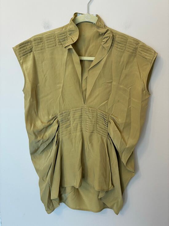 Yves Saint Laurent Tops - YSL Yves Saint Laurent Silk Blouse Cap Sleeves Green F38 US 6 Small